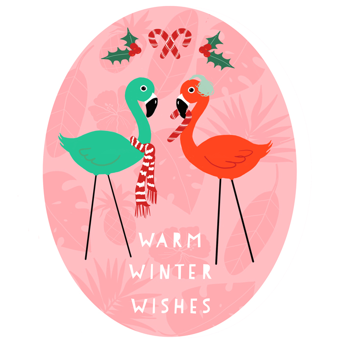 Warm Winter Wishes-Flamingos