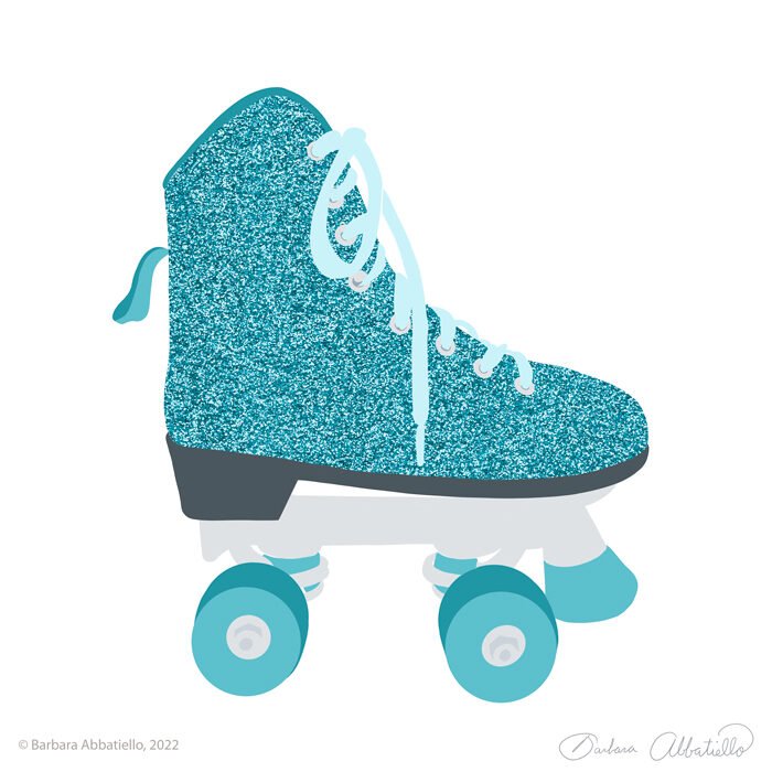 Blue Glitter Roller Skate