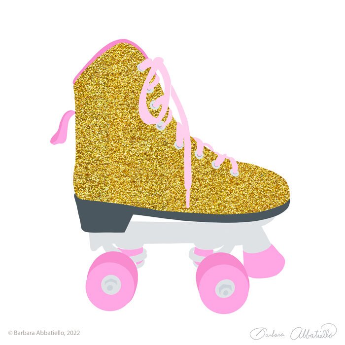 Gold Glitter Roller Skate