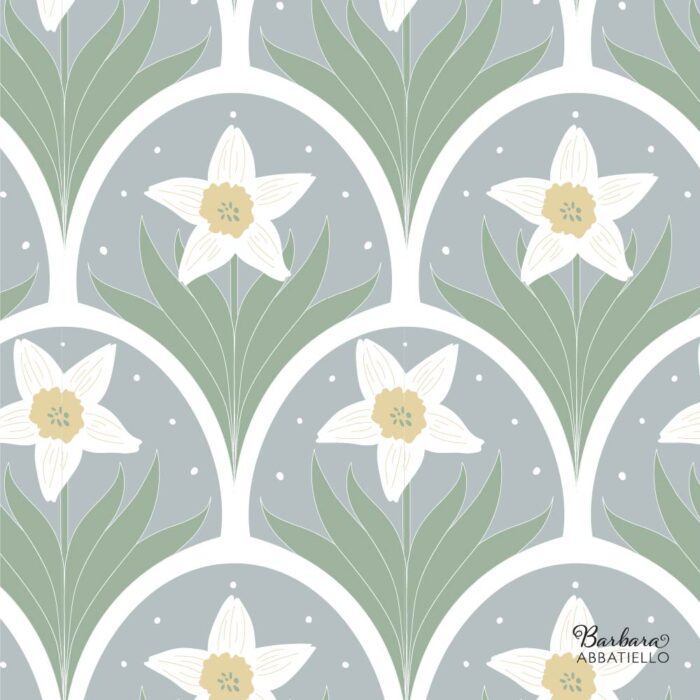 Daffodils on Gray Blue