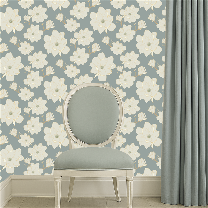 Magnolia Wallpaper and Chair