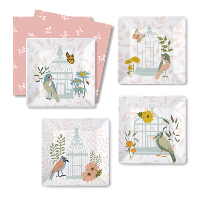 Gilded Garden Plates and Napkins