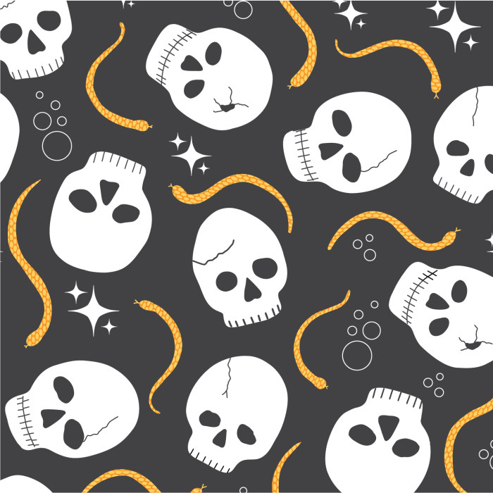 Skulls and Orange Snakes