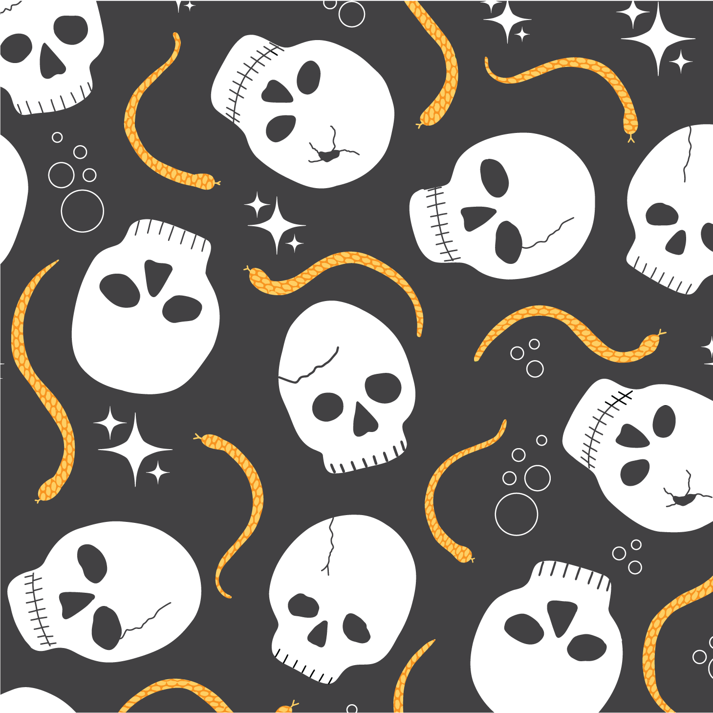 Skulls and Orange Snakes