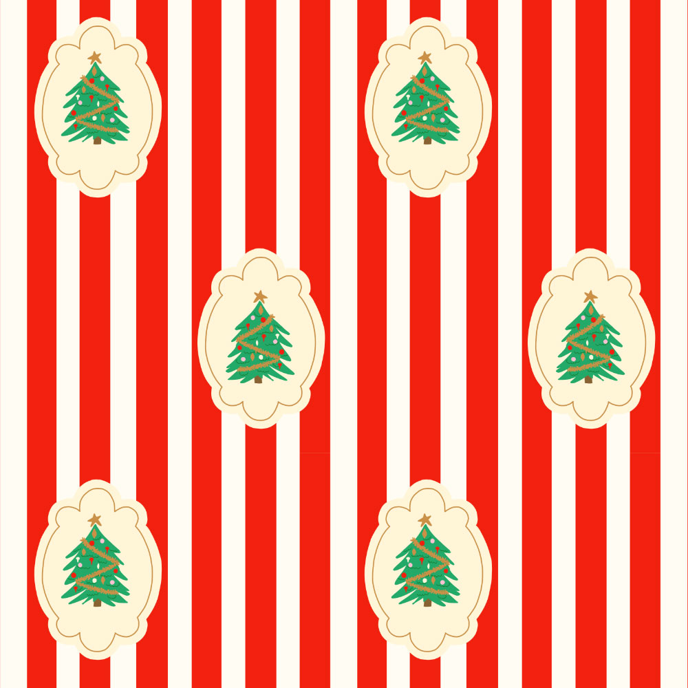 Stripes with Tree Medallions