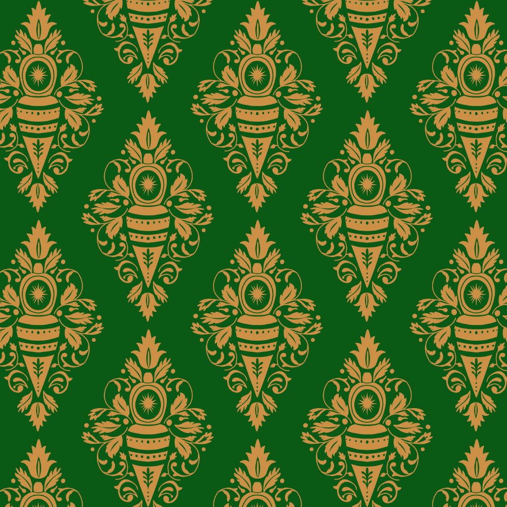 Green Demask with Gold