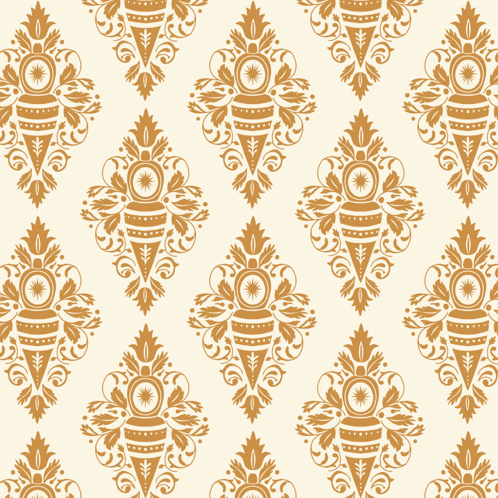 Cream Damask with Gold