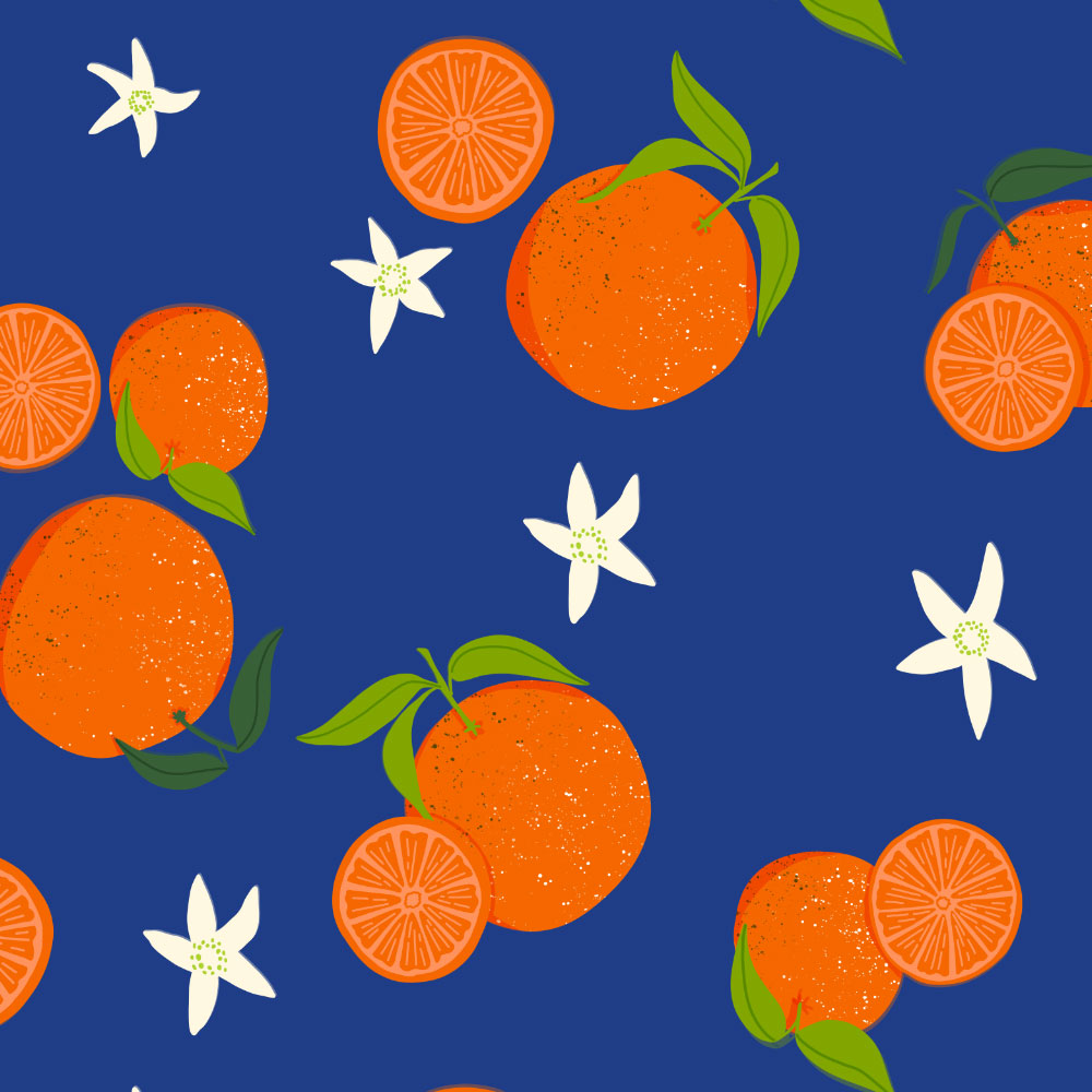 Oranges on Dark Blue