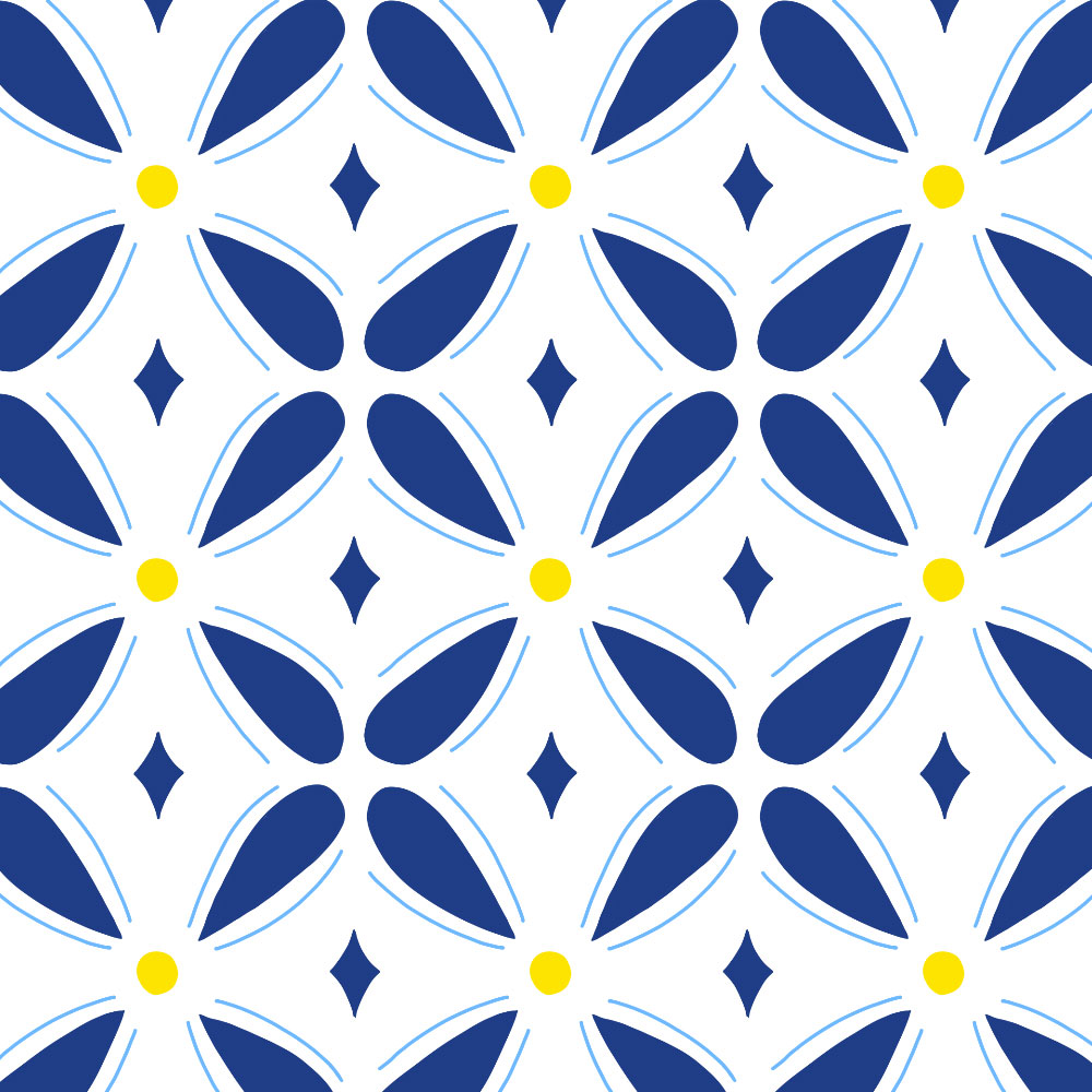 Blue Flower Tile Pattern