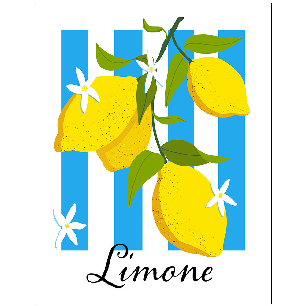 Lemons on Stripes Illustration