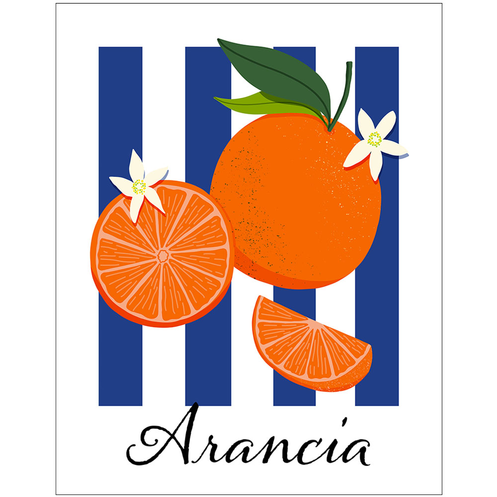 Oranges on Stripes Illustration