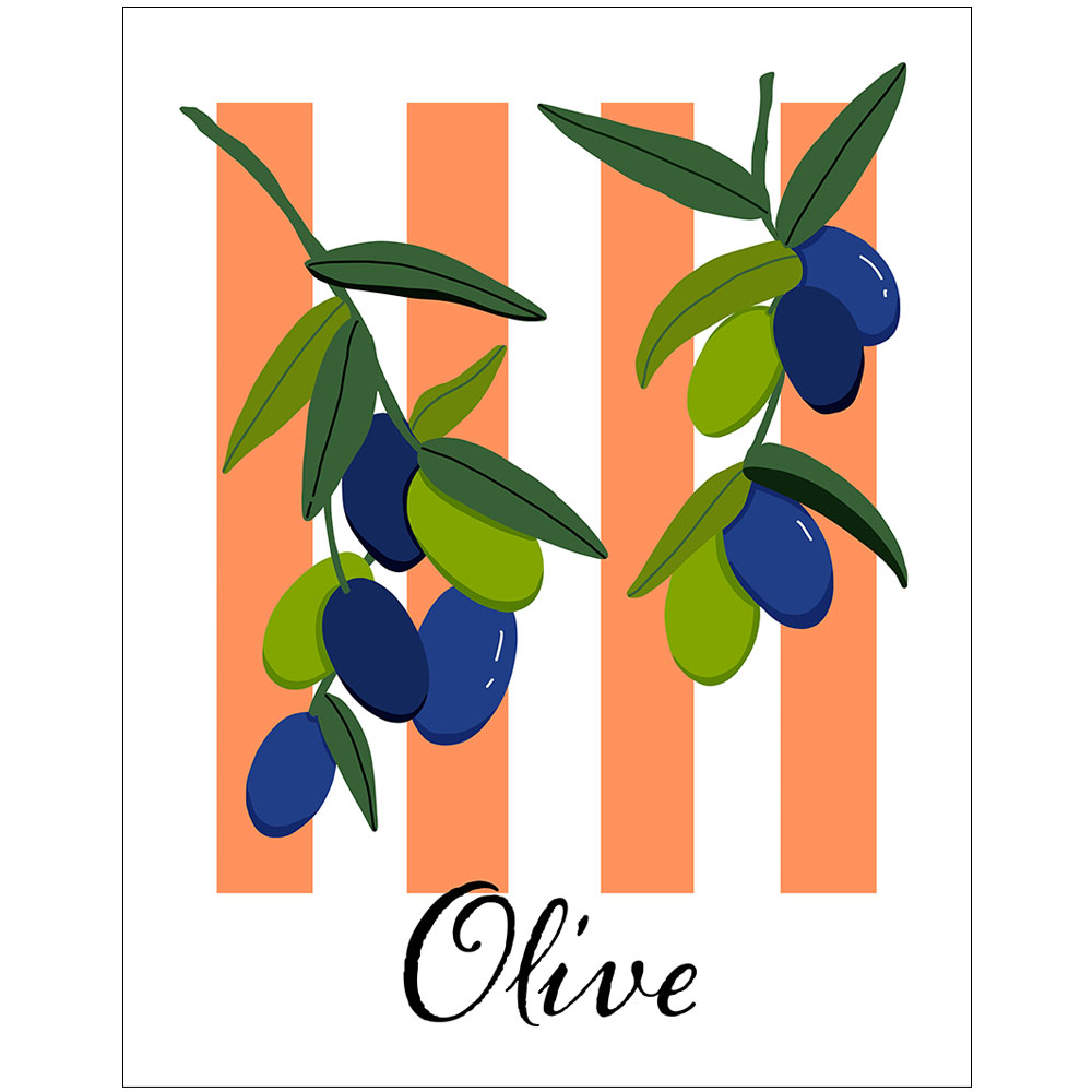 OIives on Stripes Illustration