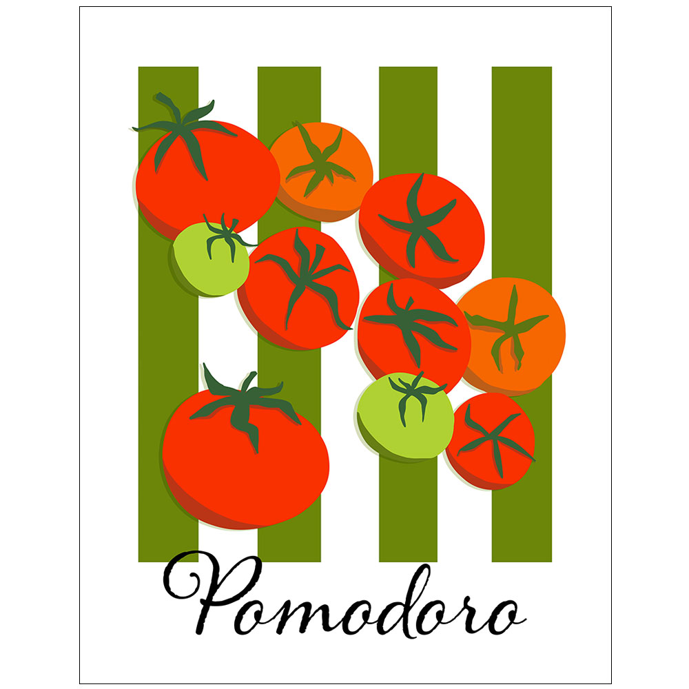 Tomatos on Green Stripes Illustration